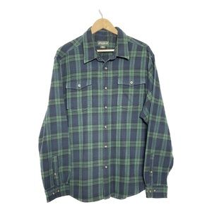 Eddie Bauer XXL Black Watch Plaid Tartan Flannel Long Sleeve Casual Button Shirt